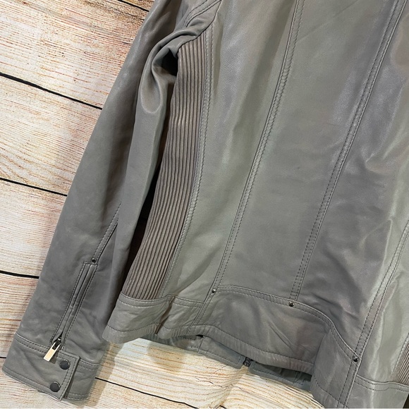 LaMarque quilted leather biker gray jacket women Size XS - Picture 6 of 11